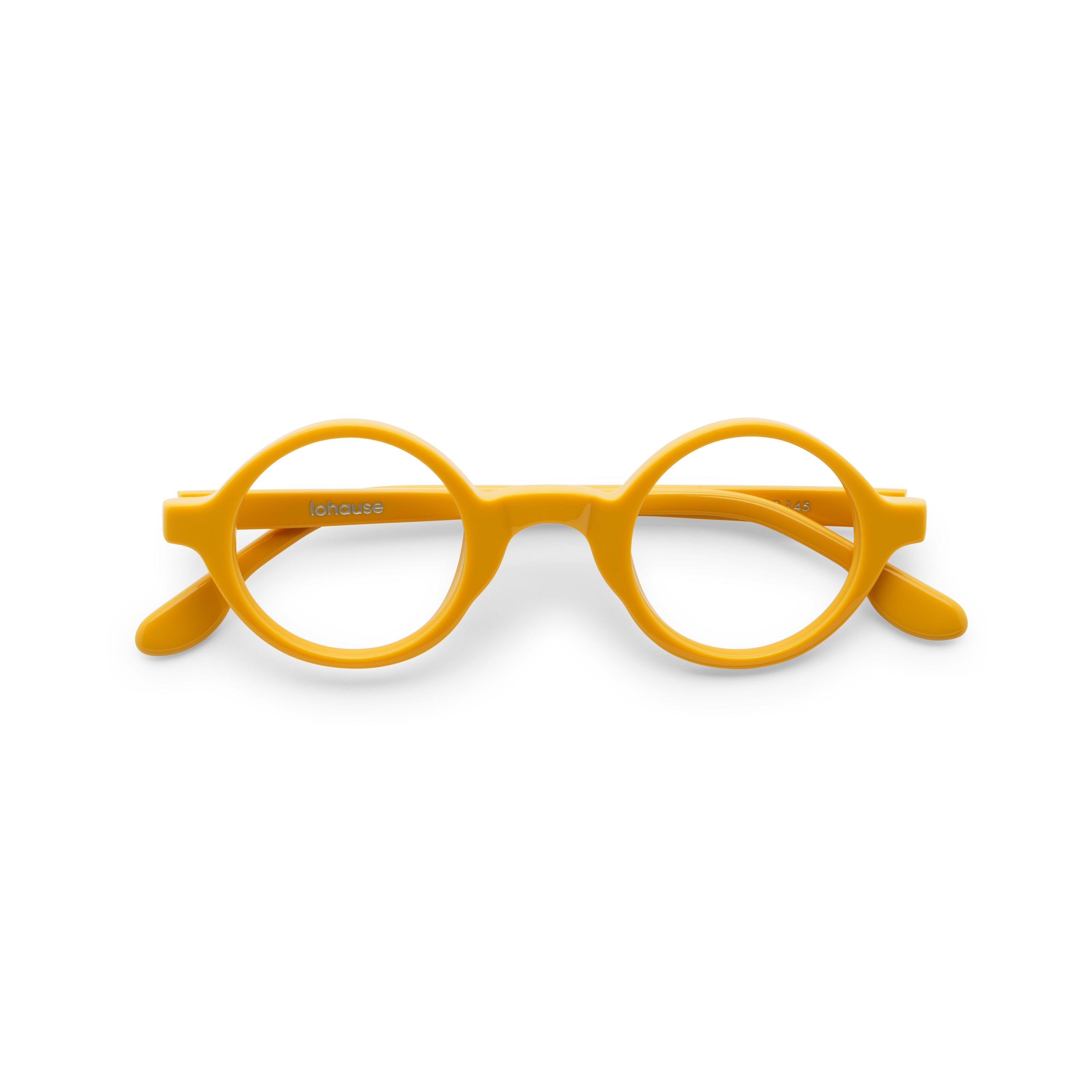 The Winston Amberfort — eyeglasses, Mazzucchelli 1849 acetate frame, round shape, in deep amber.