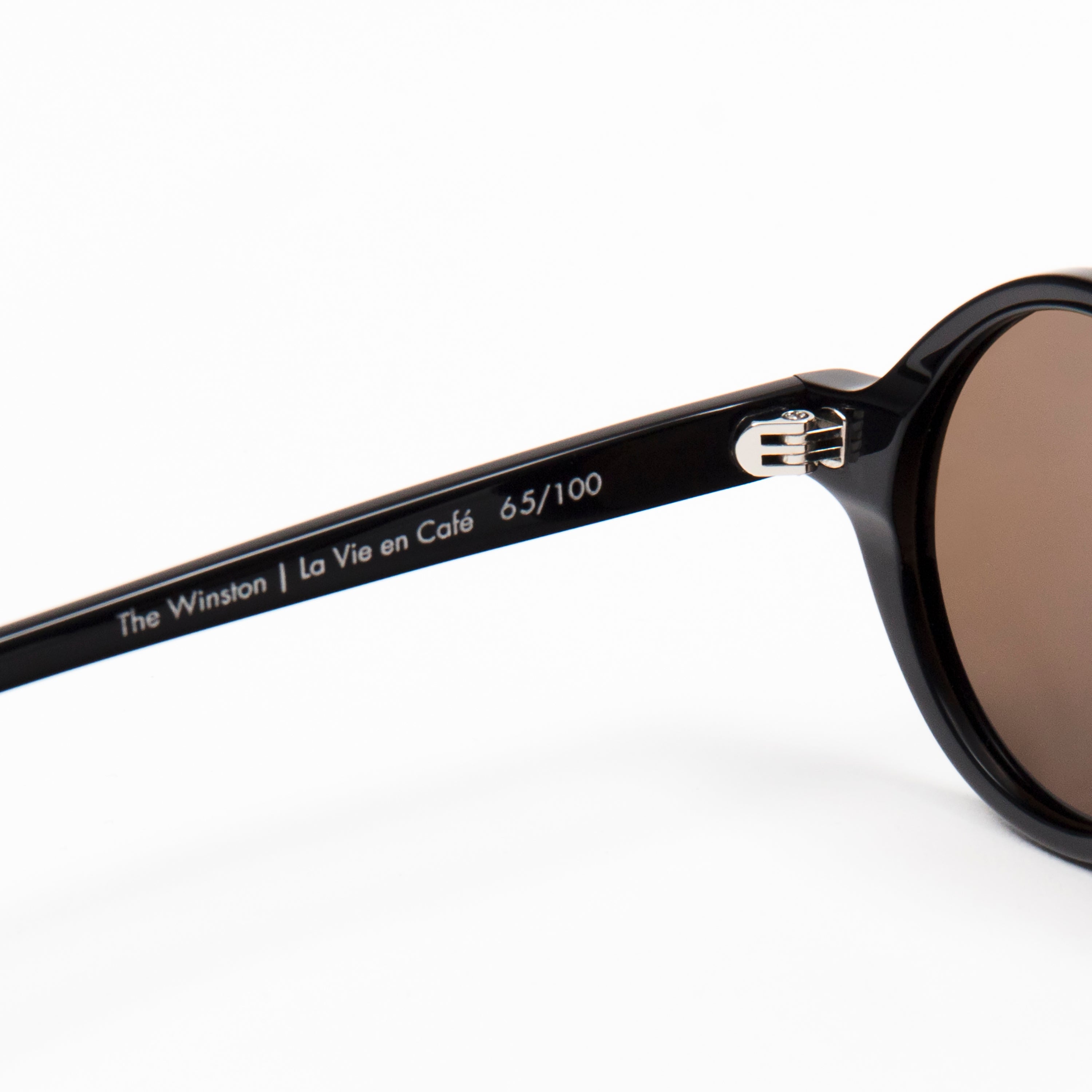 The Winston en Café — sunglasses, Mazzucchelli 1849 acetate frame, round shape, in coffee brown.