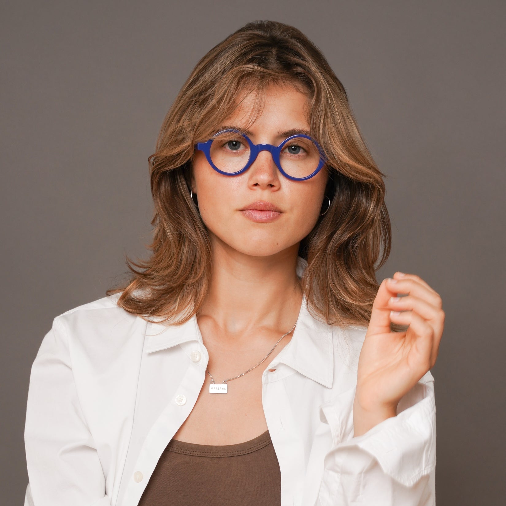 The Winston Majorelle — eyeglasses, Mazzucchelli 1849 acetate frame, round shape, in Majorelle blue.