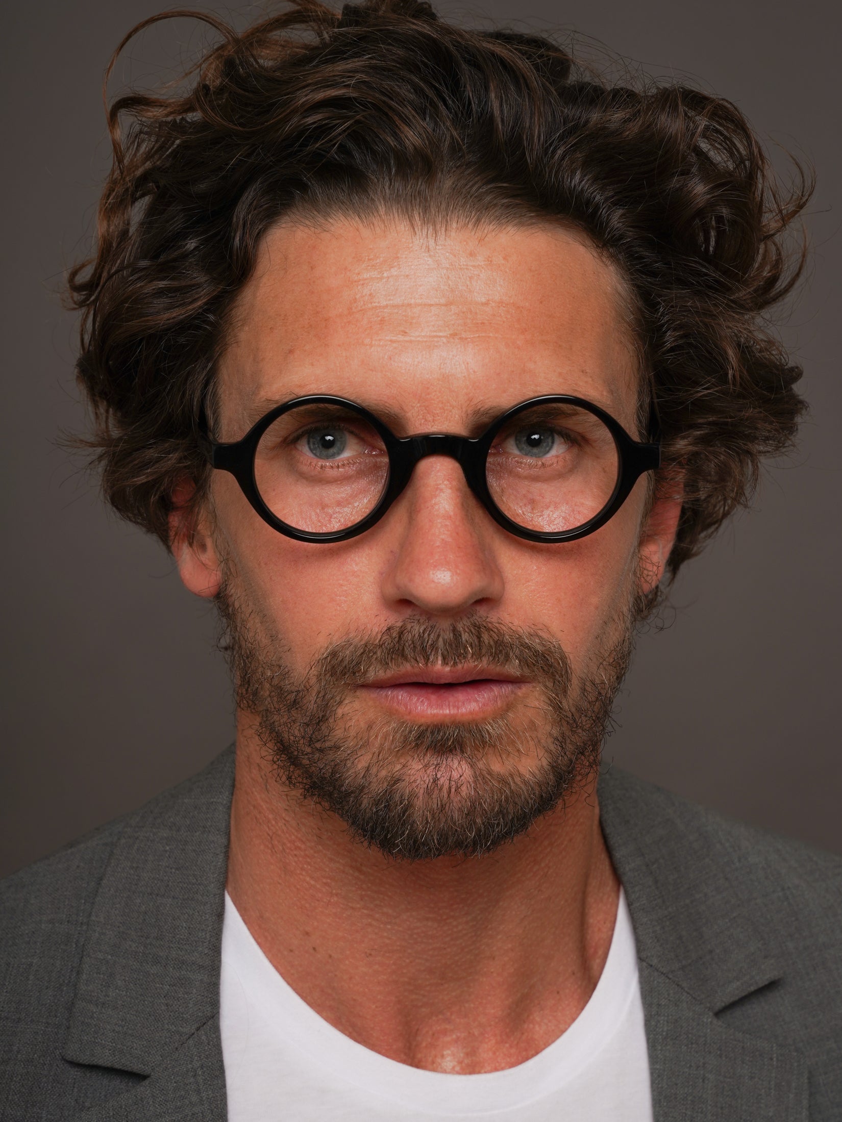 The Winston Noir — eyeglasses, Mazzucchelli 1849 acetate frame, round shape, in black.