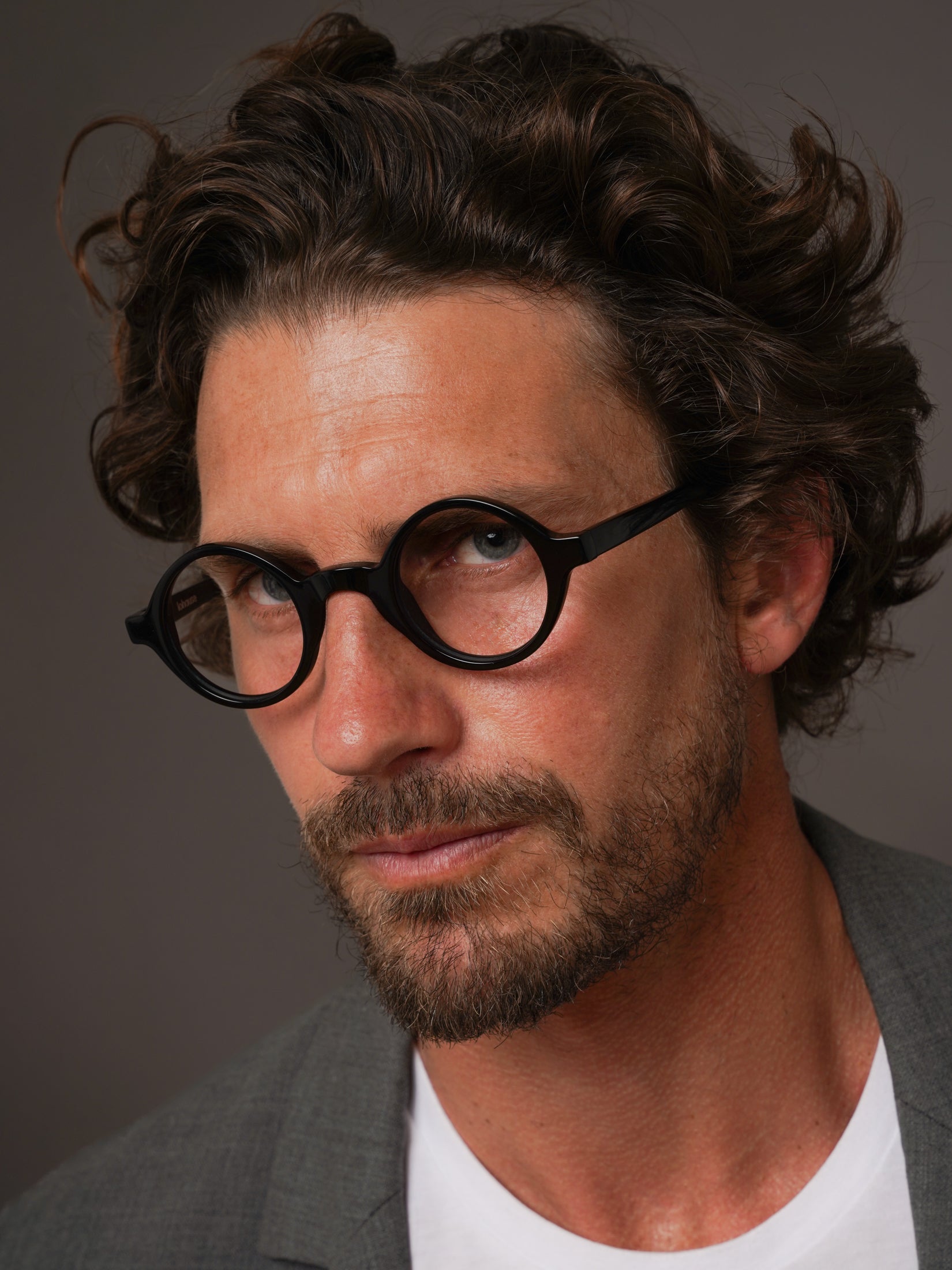 The Winston Noir — eyeglasses, Mazzucchelli 1849 acetate frame, round shape, in black.