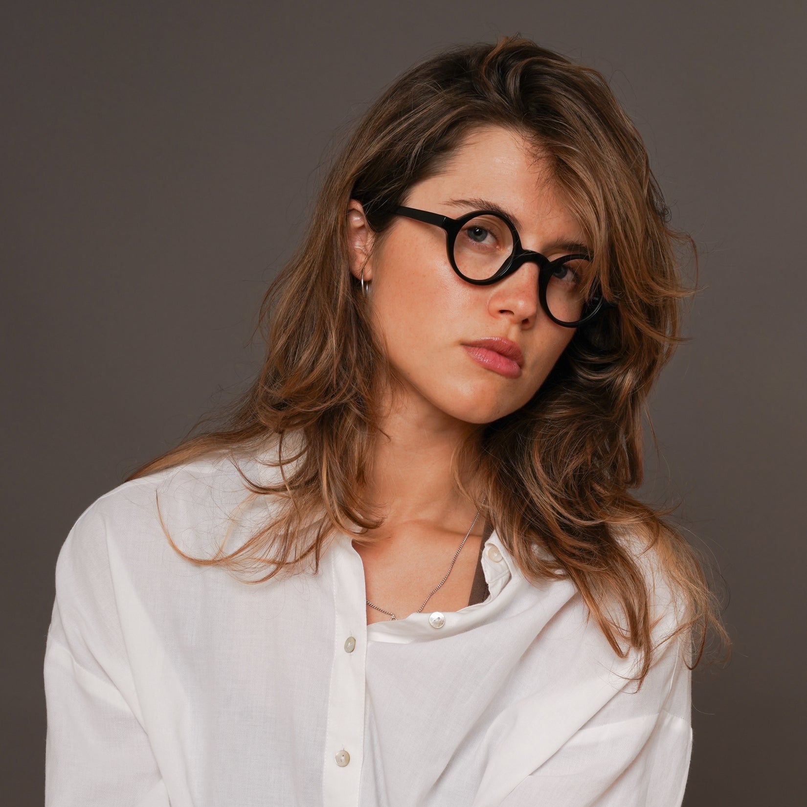 The Winston Noir — eyeglasses, Mazzucchelli 1849 acetate frame, round shape, in black.
