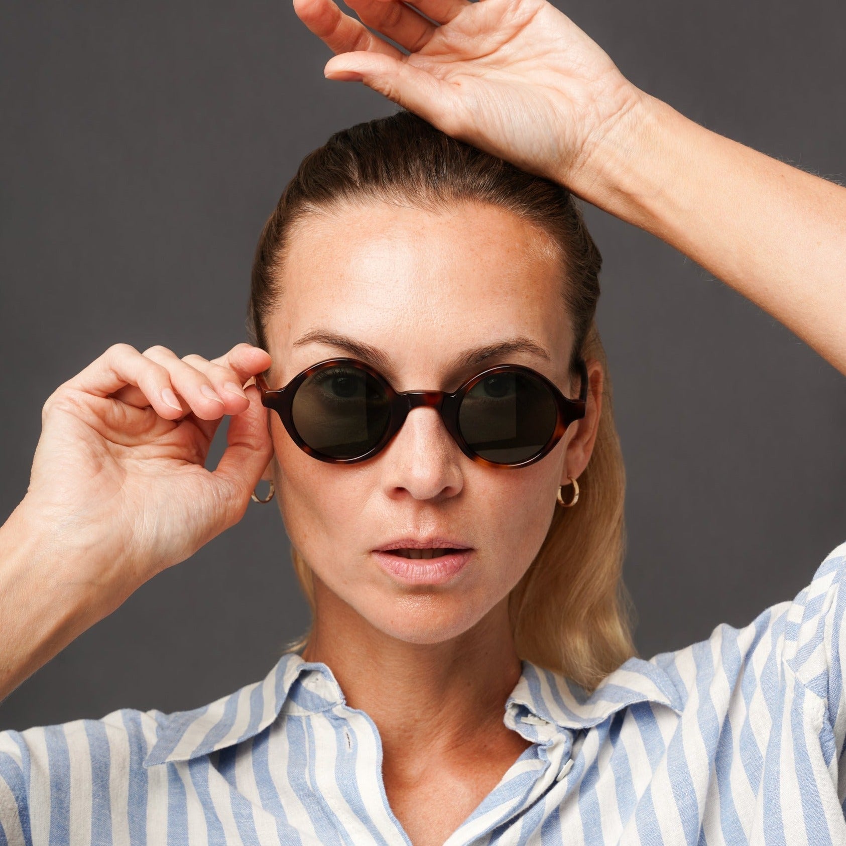 The Winston Tortoise Sunglasses — sunglasses, Mazzucchelli 1849 acetate frame, round shape, in tortoise.