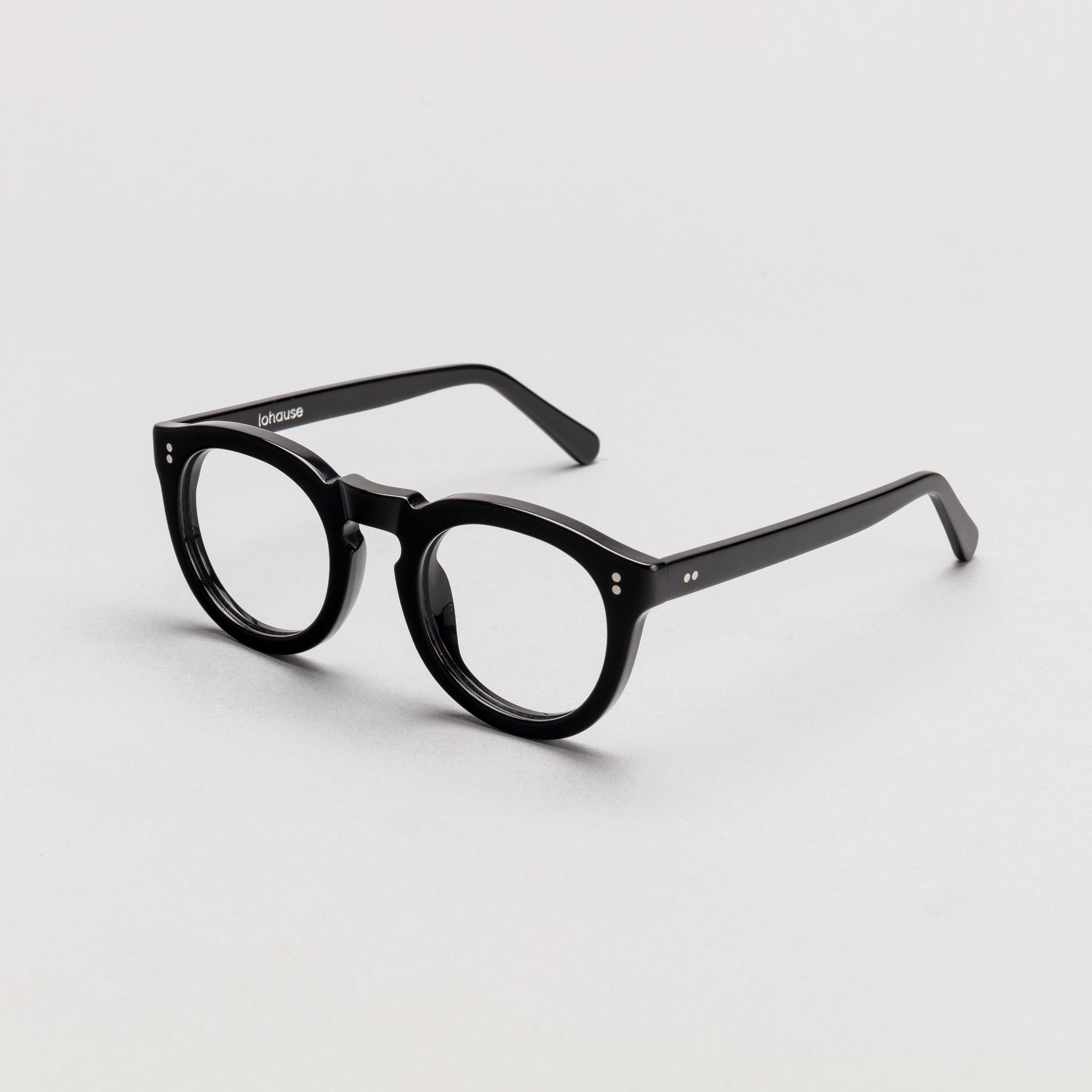 The Allen Noir — eyeglasses, Mazzucchelli 1849 acetate frame, round shape, in black.