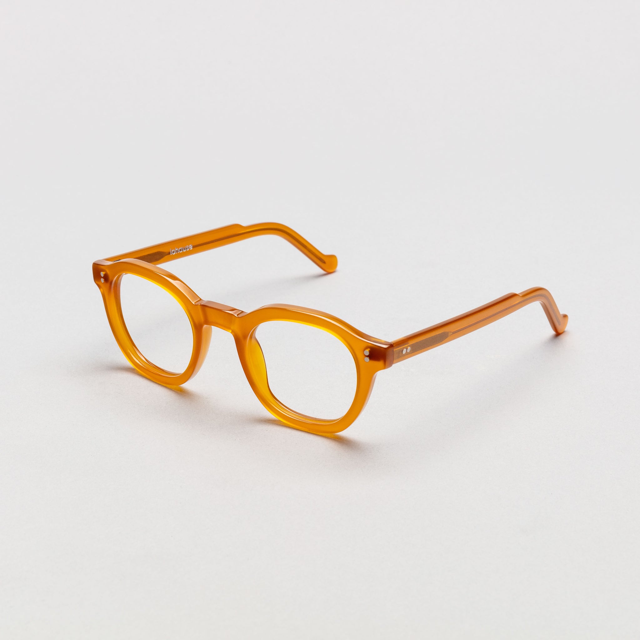 The Dean Amber — eyeglasses, Mazzucchelli 1849 acetate frame, round shape, in amber.