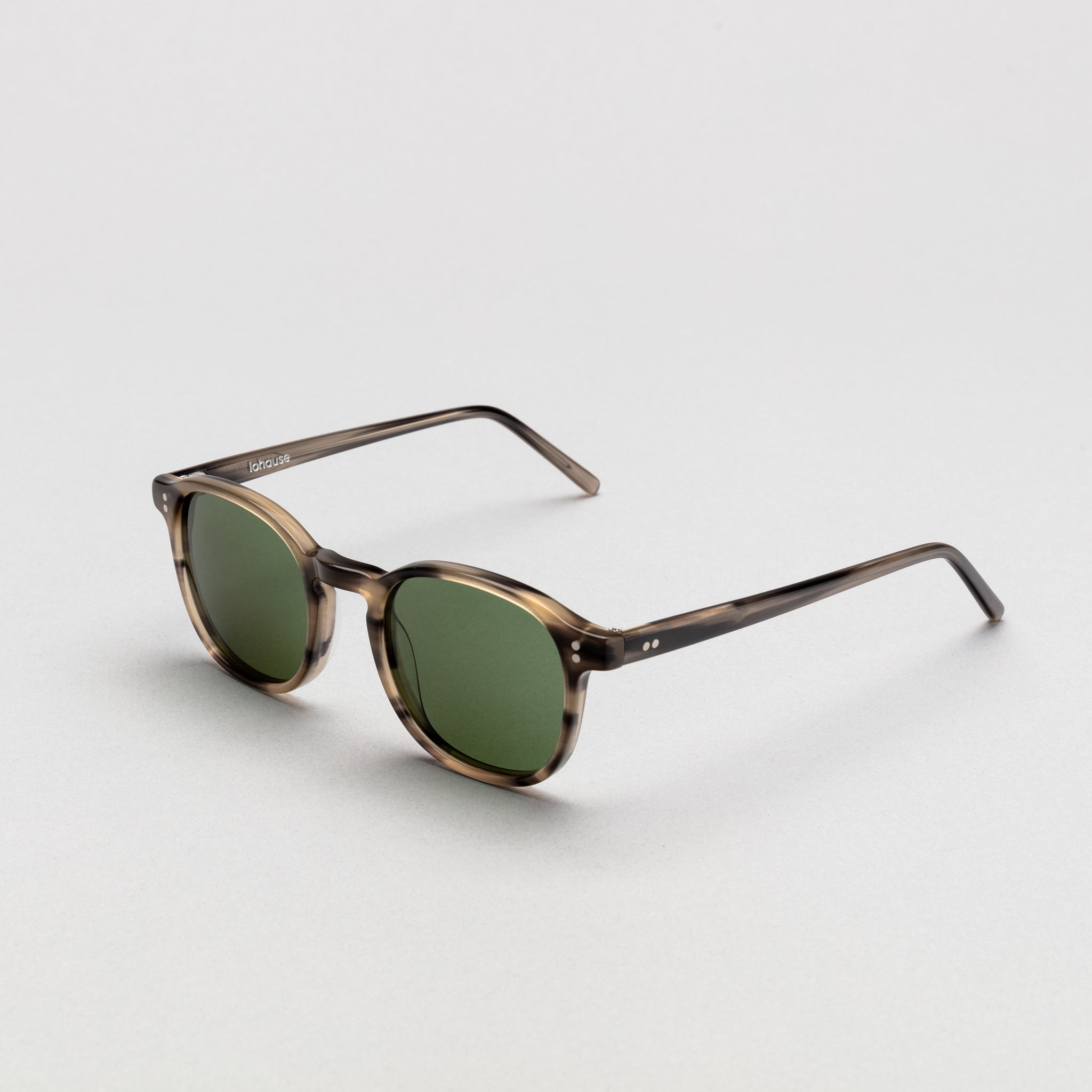 The Marshall Olive Sunglasses, Mazzucchelli 1849 acetate frame, round shape, in olive green.
