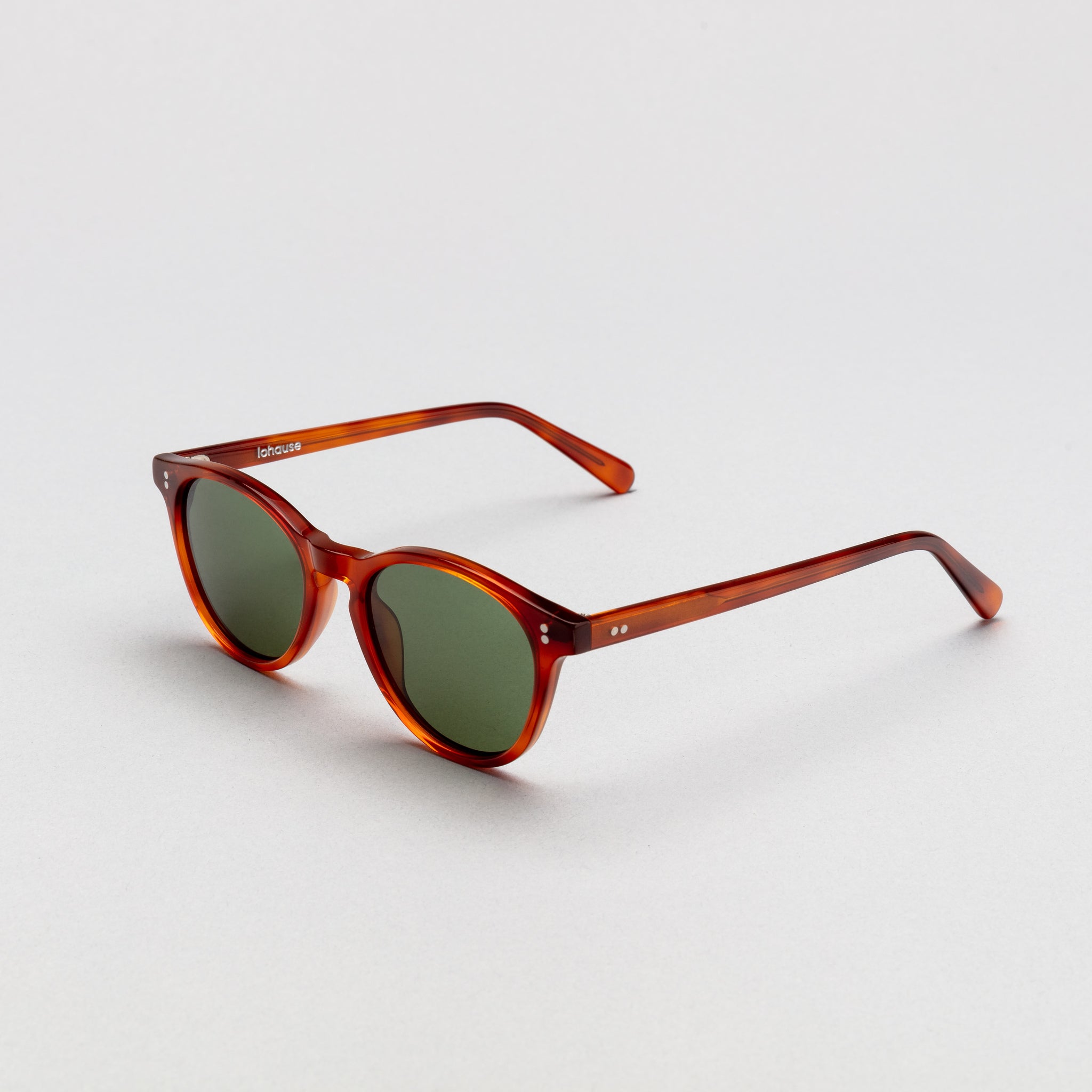 The Spielberg Tea Sunglasses, Mazzucchelli 1849 acetate frame, round shape, in tea (light amber).