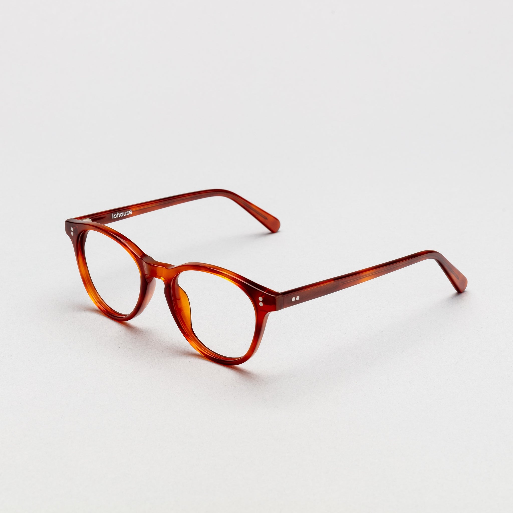 The Spielberg Tea — eyeglasses, Mazzucchelli 1849 acetate frame, round shape, in tea (light amber).