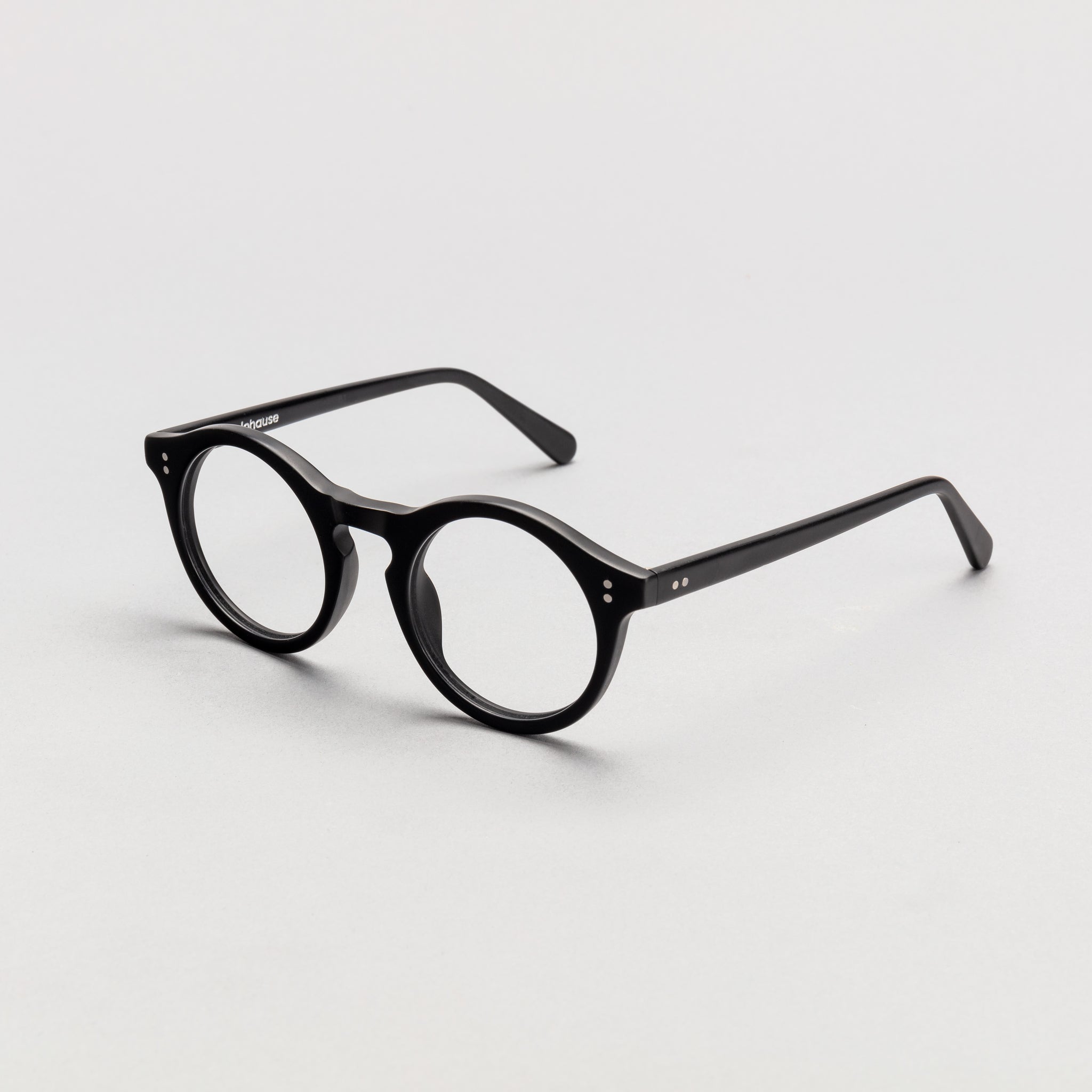 The Spike Matte Black — eyeglasses, Mazzucchelli 1849 acetate frame, round shape, in matte black.