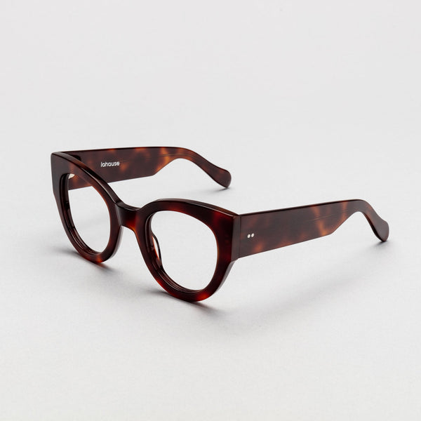 The Hepburn Tortoise lohause eyewear crafted from italian acetate.