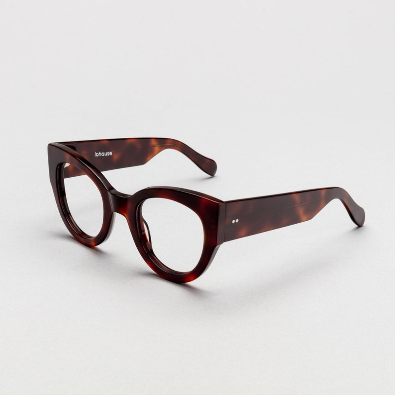 The Hepburn Tortoise lohause eyewear crafted from italian acetate.
