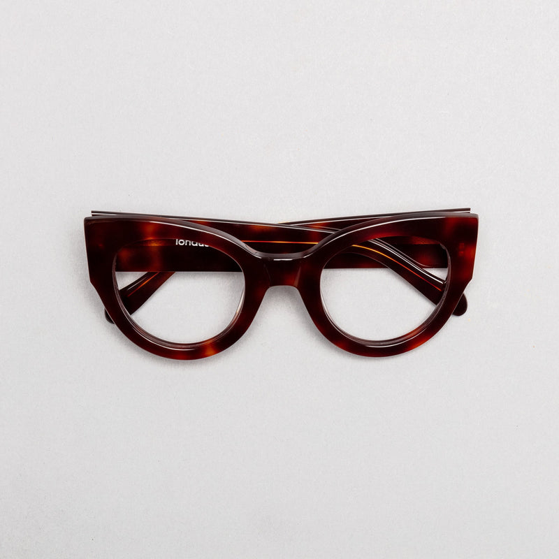 The Hepburn Tortoise lohause eyewear crafted from italian acetate.