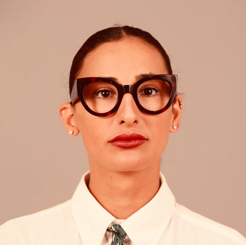 The Hepburn Tortoise lohause eyewear crafted from italian acetate.