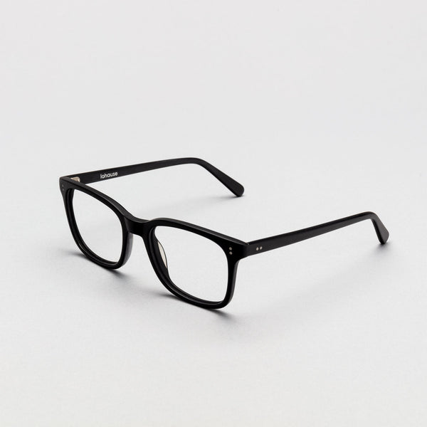 The Keaton Black lohause eyewear crafted from italian acetate.