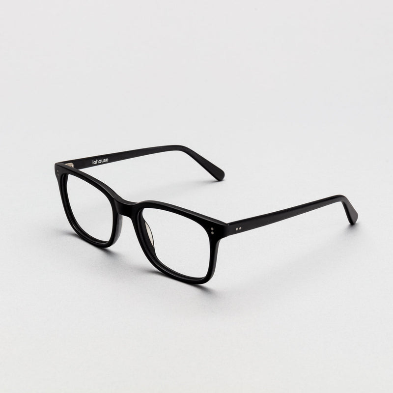 The Keaton Black lohause eyewear crafted from italian acetate.